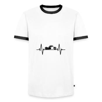 Heartbeat Pulse Chopper Motorcycle Biker Gift - Men's Ringer Shirt - white/black - Front - AI Model Female 172 light (172cm) & AI Model Male 178 dark (178cm)