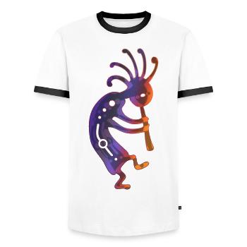 Natif joueur de flûte américain Kokopelli - T-shirt contrasté Homme - blanc/noir - Devant - AI Model Female 172 light (172cm) & AI Model Male 178 dark (178cm)
