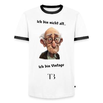 Ich bin nicht alt, Ich bin Vintage - Männer Kontrast-T-Shirt - Weiß/Schwarz - Vorne - AI Model Female 172 light (172cm) & AI Model Male 178 dark (178cm)