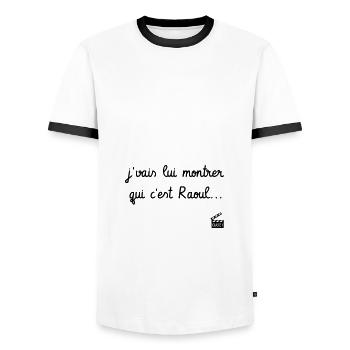 Les Tontons Flingueurs ! Réplique culte - Raoul - T-shirt contrasté Homme - blanc/noir - Devant - AI Model Female 172 light (172cm) & AI Model Male 178 dark (178cm)