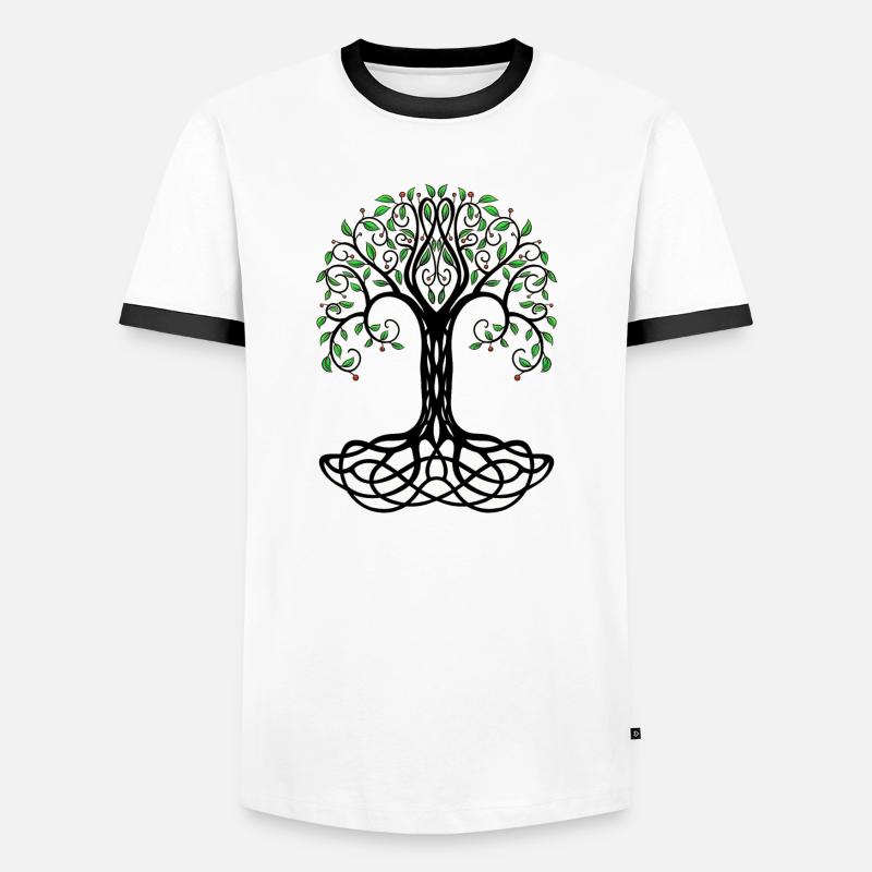 Baum des Lebens - Männer Kontrast-T-Shirt - Weiß/Schwarz