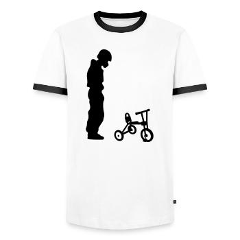 biker - Men's Ringer Shirt - white/black - Front - AI Model Female 172 light (172cm) & AI Model Male 178 dark (178cm)