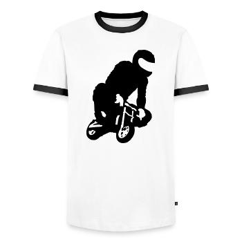 pocket bike - Men's Ringer Shirt - white/black - Front - AI Model Female 172 light (172cm) & AI Model Male 178 dark (178cm)
