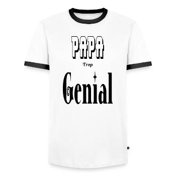 Papa Trop Génial Père - T-shirt contrasté Homme - blanc/noir - Devant - AI Model Female 172 light (172cm) & AI Model Male 178 dark (178cm)