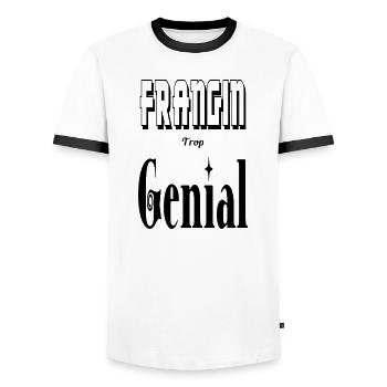 Frangin Trop Génial Frère - T-shirt contrasté Homme - blanc/noir - Devant - AI Model Female 172 light (172cm) & AI Model Male 178 dark (178cm)
