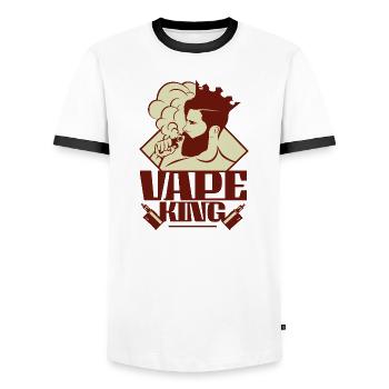 VAPE KING - Vaping vaping liquid - Men's Ringer Shirt - white/black - Front - AI Model Female 172 light (172cm) & AI Model Male 178 dark (178cm)