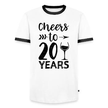 Bravo à 20 ans - 20e anniversaire - T-shirt contrasté Homme - blanc/noir - Devant - AI Model Female 172 light (172cm) & AI Model Male 178 dark (178cm)