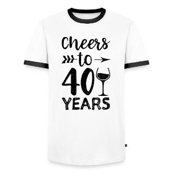 Cheers To 40 Years - 40. Geburtstag - Männer Kontrast-T-Shirt - Weiß/Schwarz - Vorne - AI Model Female 172 light (172cm) & AI Model Male 178 dark (178cm)