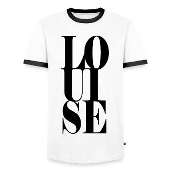 Louise Nom Prénom Police moderne Word Art - T-shirt contrasté Homme - blanc/noir - Devant - AI Model Female 172 light (172cm) & AI Model Male 178 dark (178cm)
