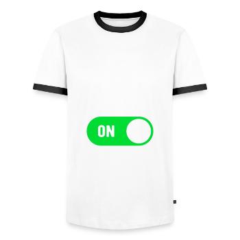 Mode Régime ON Gym Musculation Poids Séance D’entraînement - T-shirt contrasté Homme - blanc/noir - Devant - AI Model Female 172 light (172cm) & AI Model Male 178 dark (178cm)