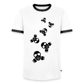 Gasmaske Symbol - Männer Kontrast-T-Shirt - Weiß/Schwarz - Vorne - AI Model Female 172 light (172cm) & AI Model Male 178 dark (178cm)