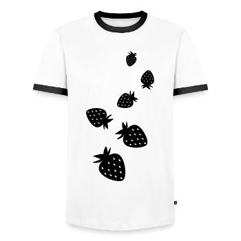 Fruit Strawberry - Men's Ringer Shirt - white/black - Front - AI Model Female 172 light (172cm) & AI Model Male 178 dark (178cm)
