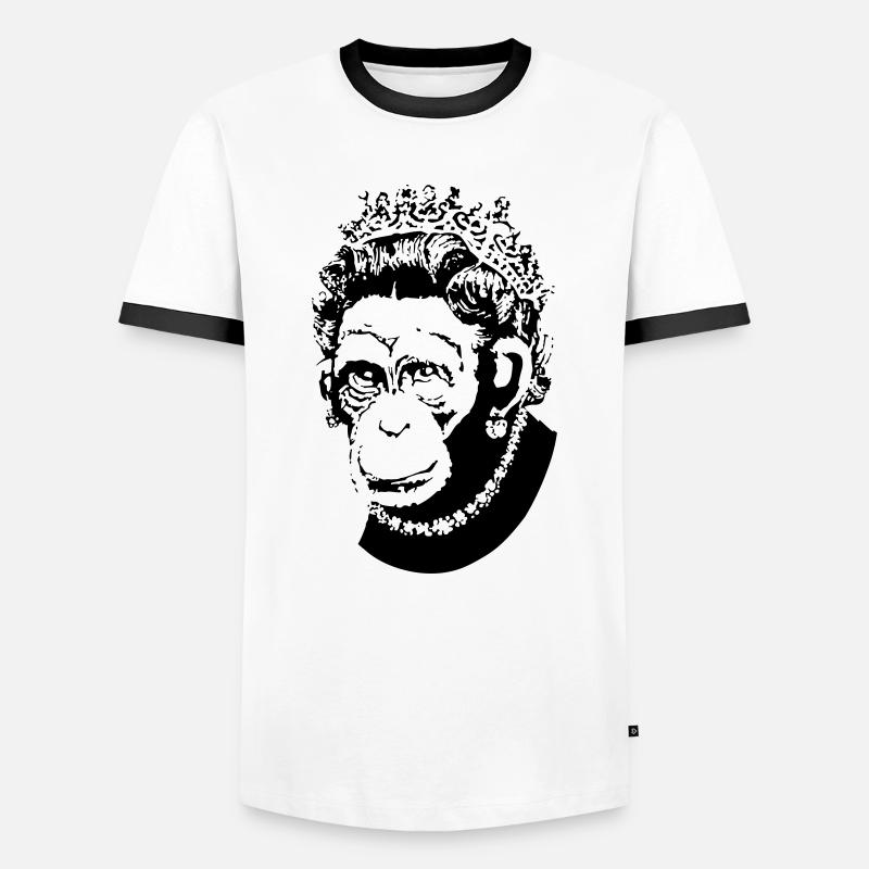 Monkey Queen - Men's Ringer Shirt - white/black