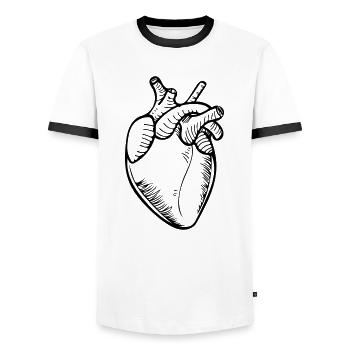 Herz - Männer Kontrast-T-Shirt - Weiß/Schwarz - Vorne - AI Model Female 172 light (172cm) & AI Model Male 178 dark (178cm)