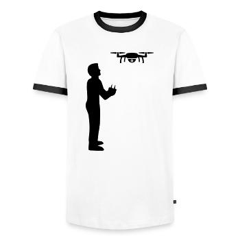 drone - T-shirt contrasté Homme - blanc/noir - Devant - AI Model Female 172 light (172cm) & AI Model Male 178 dark (178cm)