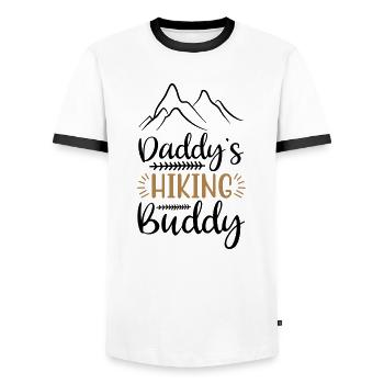 DADDY'S HIKING BUDDY - Männer Kontrast-T-Shirt - Weiß/Schwarz - Vorne - AI Model Female 172 light (172cm) & AI Model Male 178 dark (178cm)