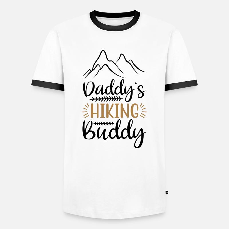 DADDY'S HIKING BUDDY - Männer Kontrast-T-Shirt - Weiß/Schwarz