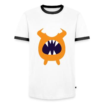 yellow screaming monster - Men's Ringer Shirt - white/black - Front - AI Model Female 172 light (172cm) & AI Model Male 178 dark (178cm)