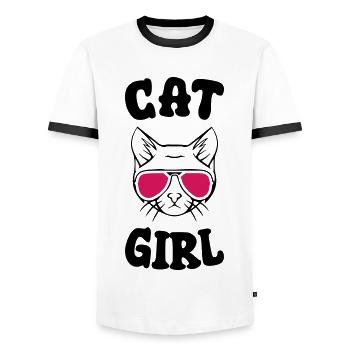 Cat Girl - Männer Kontrast-T-Shirt - Weiß/Schwarz - Vorne - AI Model Female 172 light (172cm) & AI Model Male 178 dark (178cm)