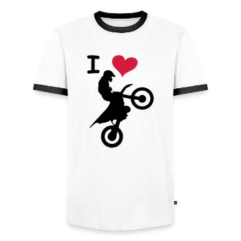 love jump - Männer Kontrast-T-Shirt - Weiß/Schwarz - Vorne - AI Model Female 172 light (172cm) & AI Model Male 178 dark (178cm)