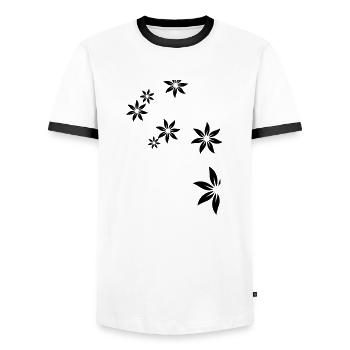 Fleurs, déco, fleur - T-shirt contrasté Homme - blanc/noir - Devant - AI Model Female 172 light (172cm) & AI Model Male 178 dark (178cm)