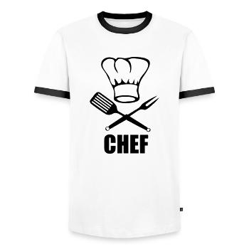 Chef - T-shirt contrasté Homme - blanc/noir - Devant - AI Model Female 172 light (172cm) & AI Model Male 178 dark (178cm)
