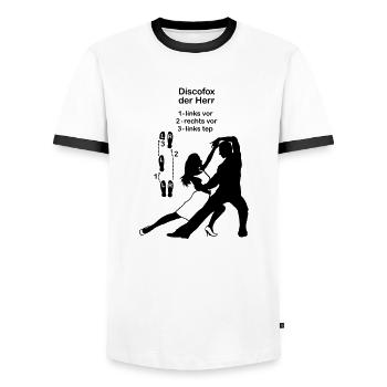 discofox - le Seigneur - T-shirt contrasté Homme - blanc/noir - Devant - AI Model Female 172 light (172cm) & AI Model Male 178 dark (178cm)