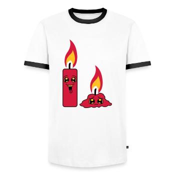 2 kerzen team paar lustig traurig abgebrannt comic - Männer Kontrast-T-Shirt - Weiß/Schwarz - Vorne - AI Model Female 172 light (172cm) & AI Model Male 178 dark (178cm)