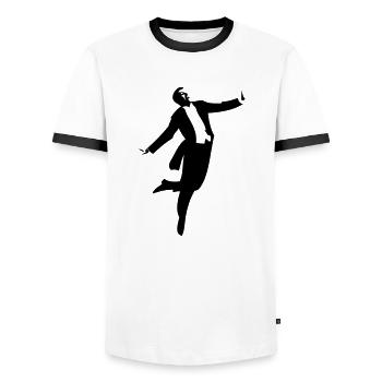 tapdance_2 - Männer Kontrast-T-Shirt - Weiß/Schwarz - Vorne - AI Model Female 172 light (172cm) & AI Model Male 178 dark (178cm)