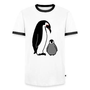 Penguin with baby - Men's Ringer Shirt - white/black - Front - AI Model Female 172 light (172cm) & AI Model Male 178 dark (178cm)