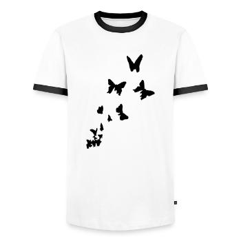 butterfly - schmetterlinge - Männer Kontrast-T-Shirt - Weiß/Schwarz - Vorne - AI Model Female 172 light (172cm) & AI Model Male 178 dark (178cm)