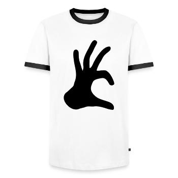 hand sign half heart love in love hand heart f - Men's Ringer Shirt - white/black - Front - AI Model Female 172 light (172cm) & AI Model Male 178 dark (178cm)