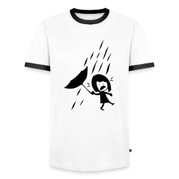 Girl on a rainy day - Men's Ringer Shirt - white/black - Front - AI Model Female 172 light (172cm) & AI Model Male 178 dark (178cm)