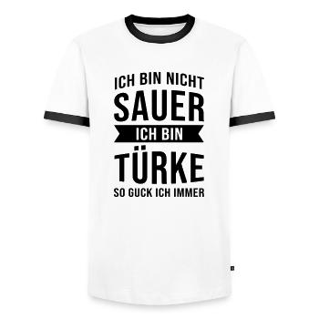 Ich Bin Nicht Sauer Ich Bin Türke Türkei Türkiye - Männer Kontrast-T-Shirt - Weiß/Schwarz - Vorne - AI Model Female 172 light (172cm) & AI Model Male 178 dark (178cm)