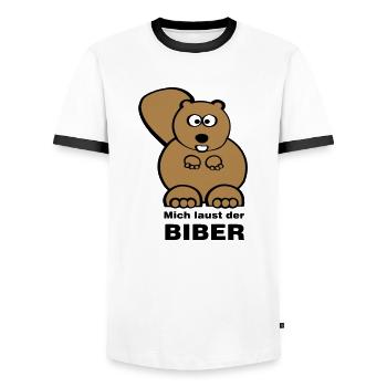 Mich laust der Biber - Männer Kontrast-T-Shirt - Weiß/Schwarz - Vorne - AI Model Female 172 light (172cm) & AI Model Male 178 dark (178cm)