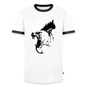 dark_dog_vector - Männer Kontrast-T-Shirt - Weiß/Schwarz - Vorne - AI Model Female 172 light (172cm) & AI Model Male 178 dark (178cm)