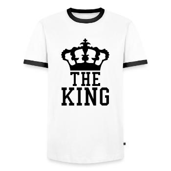 the king krone design text logo cool - Männer Kontrast-T-Shirt - Weiß/Schwarz - Vorne - AI Model Female 172 light (172cm) & AI Model Male 178 dark (178cm)