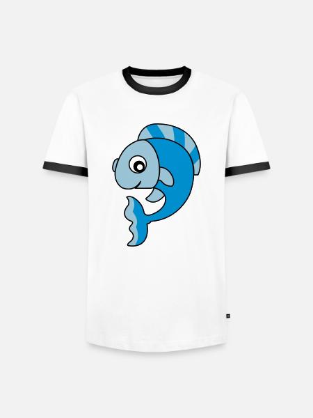 fisch_02 - T-shirt contrasté Homme - blanc/noir