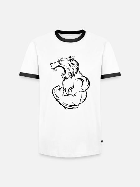 wolf_beast - Men's Ringer Shirt - white/black