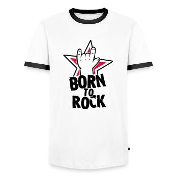 Born to rock Rocker Kind Baby Metal Schwanger - Männer Kontrast-T-Shirt - Weiß/Schwarz - Vorne - AI Model Female 172 light (172cm) & AI Model Male 178 dark (178cm)