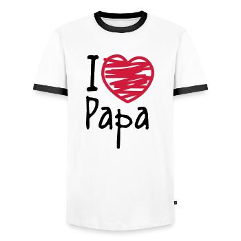 papa - Men's Ringer Shirt - white/black - Front - AI Model Female 172 light (172cm) & AI Model Male 178 dark (178cm)