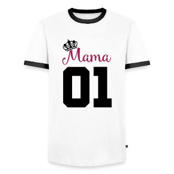 mama 01 - Männer Kontrast-T-Shirt - Weiß/Schwarz - Vorne - AI Model Female 172 light (172cm) & AI Model Male 178 dark (178cm)