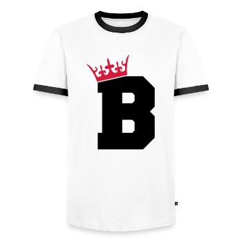 buchstabe_b_king_02 - Männer Kontrast-T-Shirt - Weiß/Schwarz - Vorne - AI Model Female 172 light (172cm) & AI Model Male 178 dark (178cm)