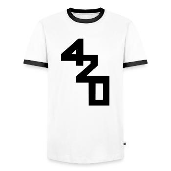 420 caractères de classe - T-shirt contrasté Homme - blanc/noir - Devant - AI Model Female 172 light (172cm) & AI Model Male 178 dark (178cm)