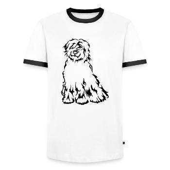 Bergamask Shepherd Dog - Men's Ringer Shirt - white/black - Front - AI Model Female 172 light (172cm) & AI Model Male 178 dark (178cm)