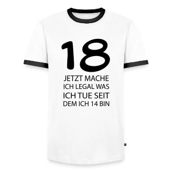 18 jetzt mache ich LEGAL was ich tue seit ... - Männer Kontrast-T-Shirt - Weiß/Schwarz - Vorne - AI Model Female 172 light (172cm) & AI Model Male 178 dark (178cm)