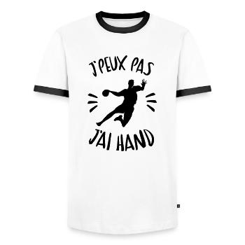 j'peux pas j'ai hand - T-shirt contrasté Homme - blanc/noir - Devant - AI Model Female 172 light (172cm) & AI Model Male 178 dark (178cm)