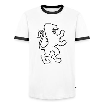 Löwe Wappen / Lion - Männer Kontrast-T-Shirt - Weiß/Schwarz - Vorne - AI Model Female 172 light (172cm) & AI Model Male 178 dark (178cm)