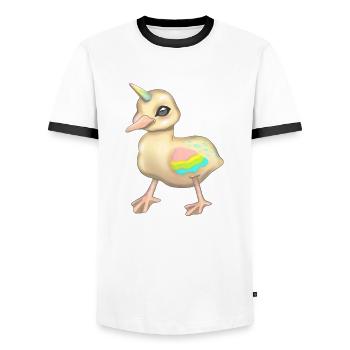 Unicorn Duck - Men's Ringer Shirt - white/black - Front - AI Model Female 172 light (172cm) & AI Model Male 178 dark (178cm)