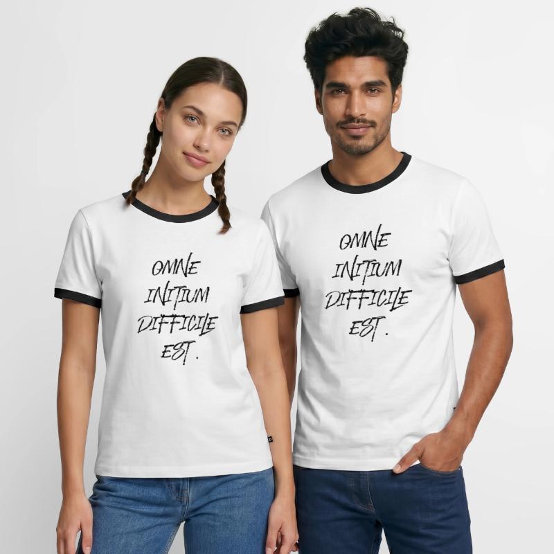 all beginning is difficult Latin quotation scripture Men's Ringer Shirt